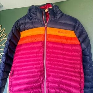 Cotopaxi Women's Vibrant Puffer Jacket in Pink, Orange, and Navy
